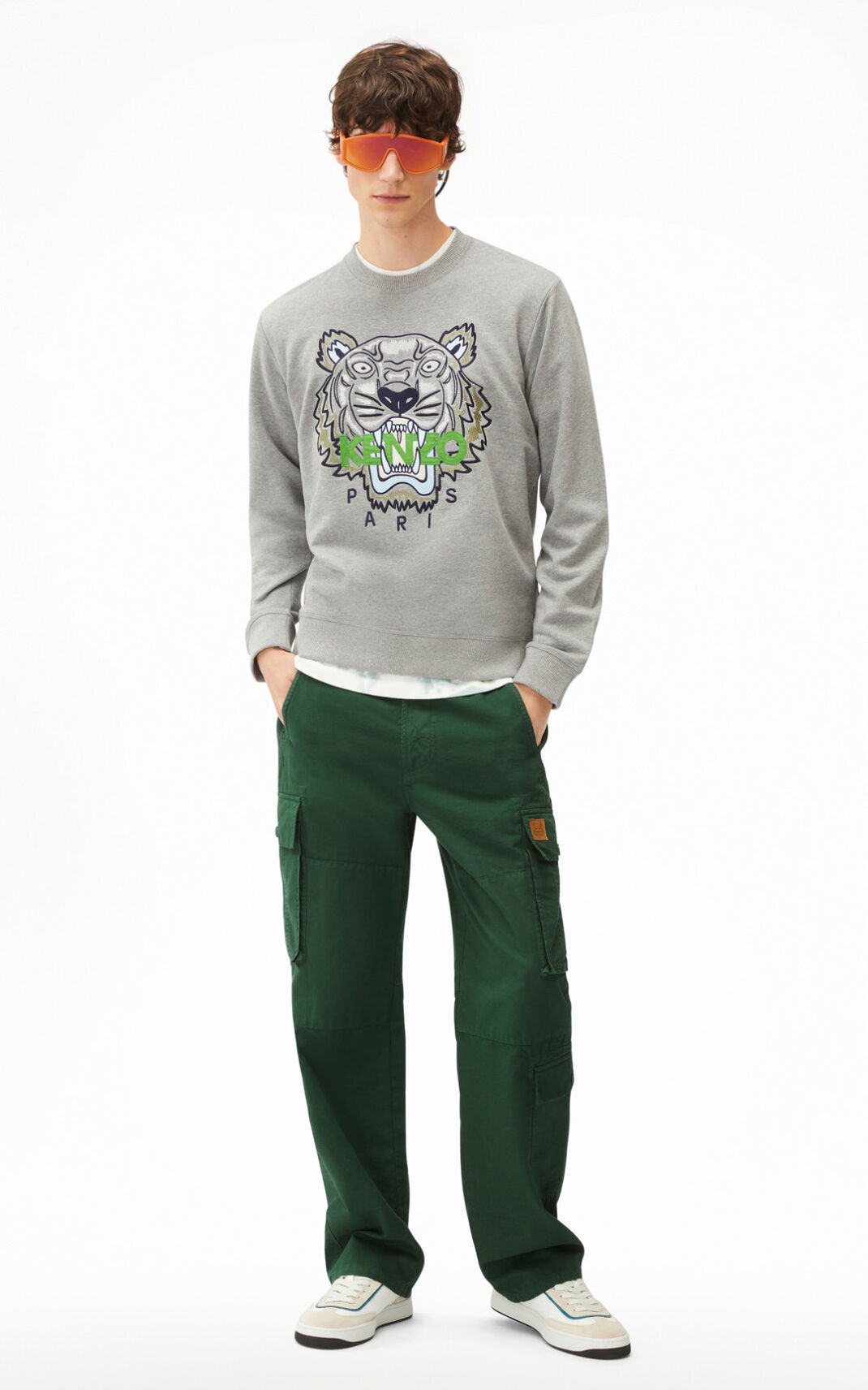 Kenzo Tiger Sweatshirt Erkek Gri | 9615-WYEKD